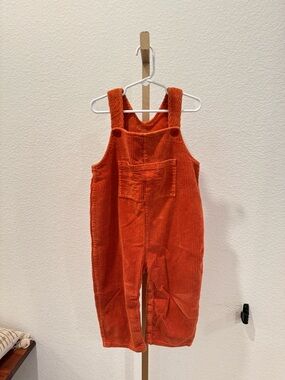 Painting Red Rhinos Vintage Orange Corduroy Overalls 4t